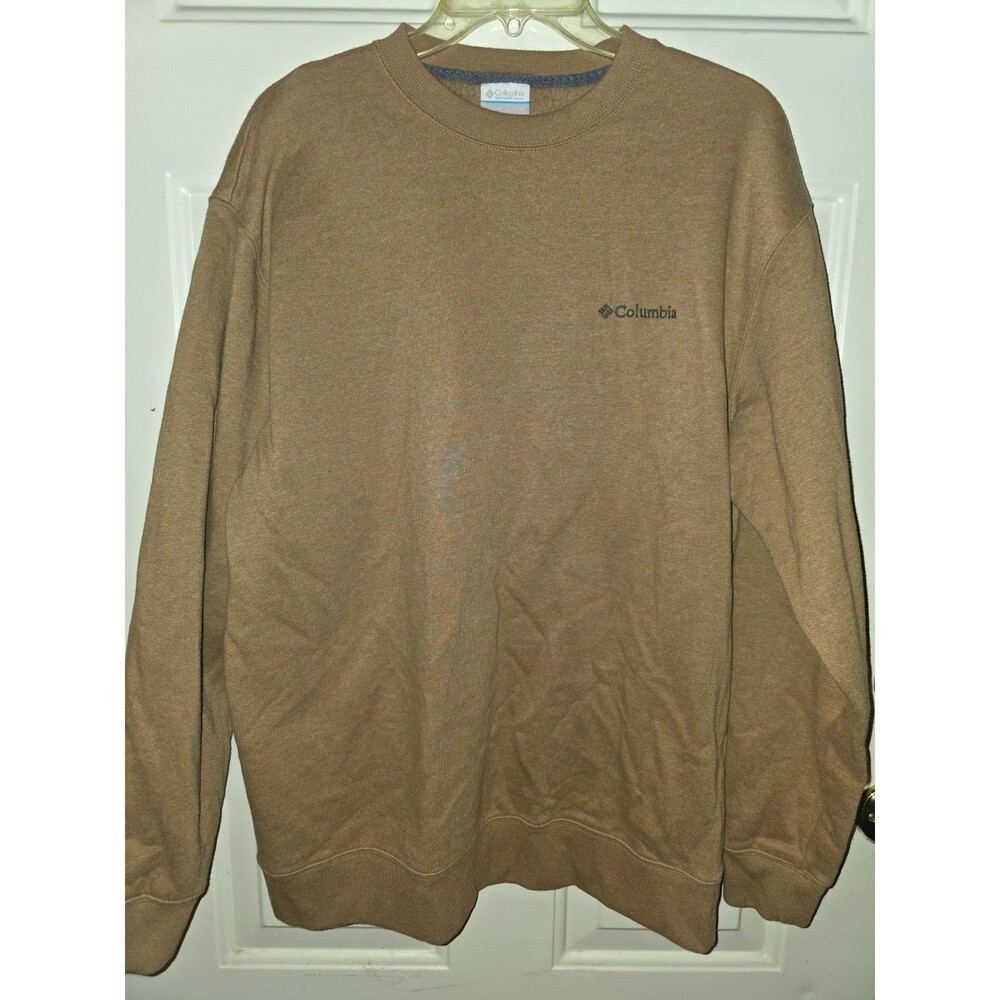 Columbia Crew Neck Cotton Blend Sweatshirt Mustard Men's L Embroidered Logo